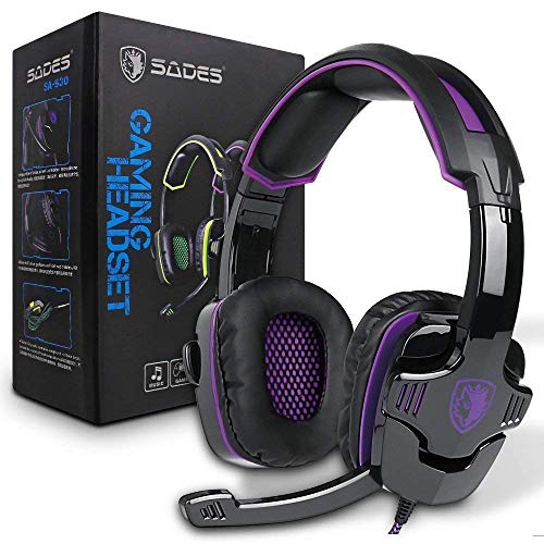 Product Cover SADES SA930Plus Stereo Gaming Headset Noise Isolating Headphones with Mic,Volume-Control, Bass, Soft Memory Earmuffs for PS4 Pro Xbox One PC Computers Laptop Mac Phones Tablet Nintendo Switch Games