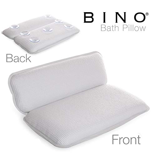 Product Cover BINO Non-Slip Cushioned Bath Pillow With Suction Cups, White - Spa Pillow Bath Pillows For Tub Neck And Back Support Bathtub Pillow Bath Pillows For Tub Bath Accessories Set Bath Tub Pillow Rest