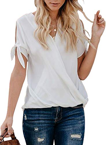 Product Cover HOTAPEI Womens Casual Summer Tie Sleeve Wrap V Neck Chiffon Blouses Tops Shirts