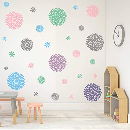 Product Cover TOARTi Fireworks Blooming Flower Wall Decal, Attractive Fireworks Pattern Sticker for Party Supplies, Great Circle Window Cling Decor (30pcs Multicolor Decals)