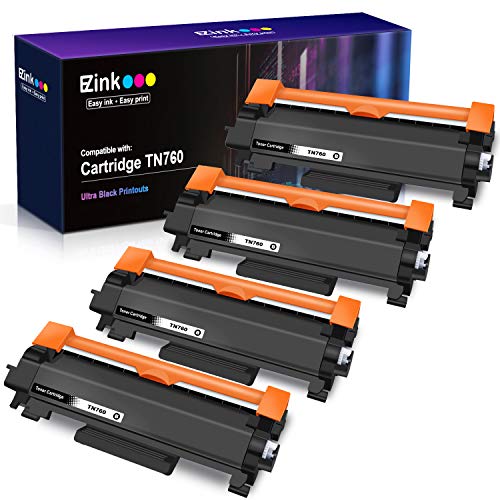Product Cover E-Z Ink (TM) with Chip Compatible Toner Cartridge Replacement for Brother TN760 TN 760 TN730 to use with HL-L2350DW DCP-L2550DW HLL2395DW HLL2390DW HL-L2370DW MFC-L2750DW MFC-L2710DW (Black,4 Pack)