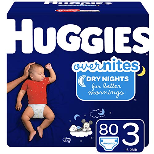 Product Cover HUGGIES OverNites Diapers, Size 3, 80 Count, Overnight Diapers (Packaging May Vary)