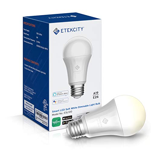 Product Cover Etekcity Smart Light Bulb, WiFi Dimmable Soft White LED Works with Alexa, Google Home and IFTTT, Easy Setup, Schedule, A19 E26, 60W Equivalent, 806LM, 2700K, No Hub Required, UL Listed (1 Pack)