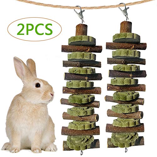 Product Cover kathson Bunny Chew Toys for Teeth Grinding, Chinchilla Treats Organic Wood Apple Chewing Sticks for Rodent Pets Rats Guinea Pigs Hamsters Dwarf Rabbits Squirrels and Gerbils