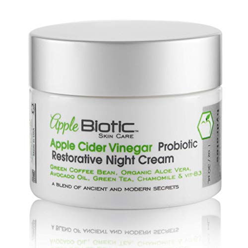 Product Cover Apple Cider Vinegar Probiotic Restorative Night Cream with African Green Coffee Extract, Vitamin B3, Green Tea and Chamomile Extract to Firm and Restore for Dry, Oily, Sensitive Skin, Men and Women.