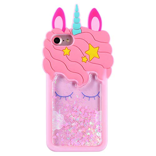 Product Cover FunTeens Bling Unicorn Case for iPhone 4/ iPhone 4S/ 4G,3D Cartoon Animal Design Cute Soft Silicone Quicksand Glitter Stars Cover,Kawaii Fashion Cool Skin for Kids Child Teens Girls(iPhone 4)