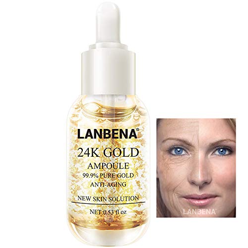 Product Cover Face Skin 24 K Gold Ampoule Anti-Wrinkle Anti-Aging Serums For Reducing Fine Lines+Brightening Skin Tone+Anti-Oxidant+Nourishing Whitening Firming