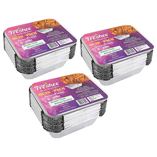 Product Cover Freshee Pack of 3 x 25 pcs Aluminium Silver Foil Container 450ml | Food Storage Disposable Containers with Lid for Kitchen | Bacteria Resistant