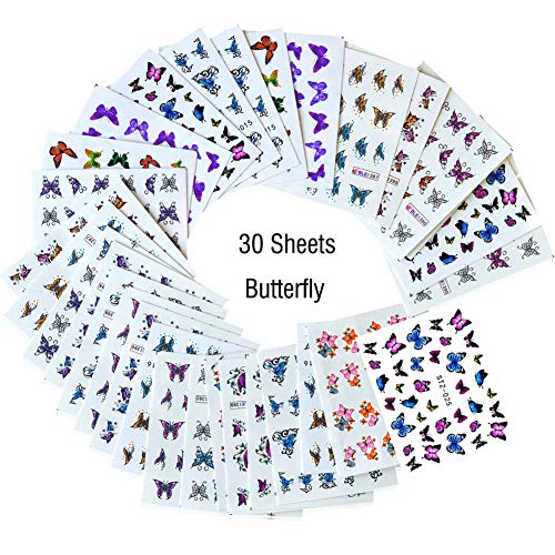 Product Cover Lookathot 30Sheets Nail Art Stickers Decals Butterfly Design Pattern Water Sky Star Foil Paper Printing Transfer DIY Decoration Tools Accessories