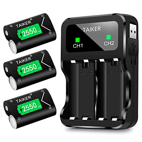 Product Cover TAIKER Compatible with Xbox One Battery 3 Pack x 2550mAh Rechargeable Controller Battery and Charger for Xbox One/Xbox One S/Xbox One X/Xbox One Elite Wireless Controller
