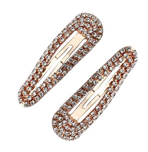 Product Cover Kitsch Snap Hair Clips, Barrettes, Wedding Hair Accessories, 2 Count (Rhinestone - Rose Gold)