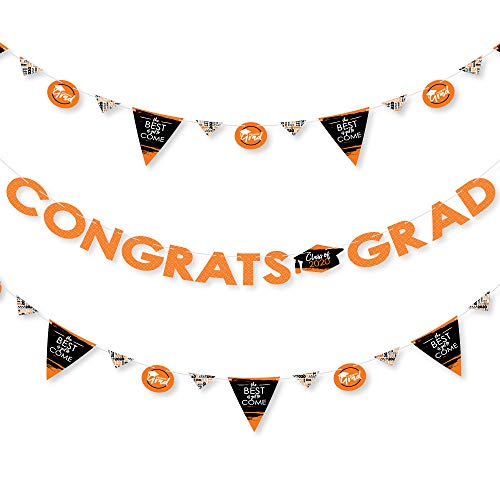 Product Cover Big Dot of Happiness Orange Grad - Best is Yet to Come - 2020 Orange Graduation Party Letter Banner Decoration - 36 Banner Cutouts and Congrats Grad Banner Letters