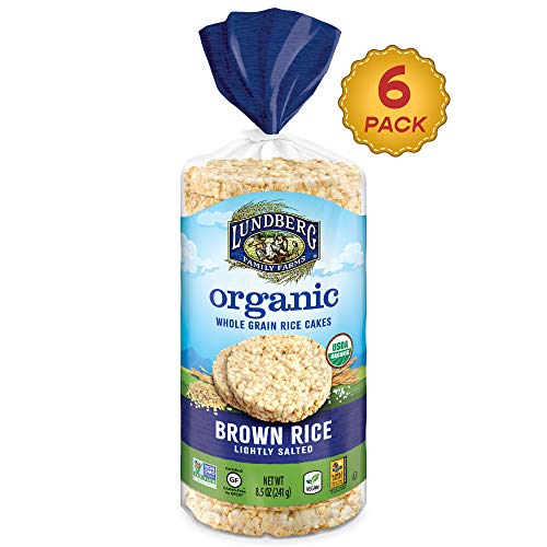 Product Cover Lundberg Organic Brown Rice Cakes, Lightly Salted, 8.5oz (6Count), Gluten-Free, Vegan, Usda Certified Organic, Non-Gmo Verified, Kosher, Whole Grain Brown Rice