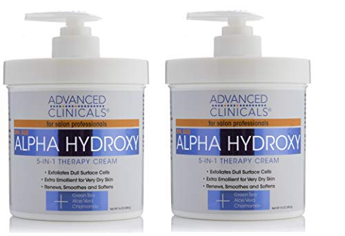 Product Cover Advanced Clinicals Alpha Hydroxy Acid Cream for face and body. 16oz anti-aging cream with Alpha Hydroxy Acid for wrinkles, fine lines, dry skin. (Two - 16oz)