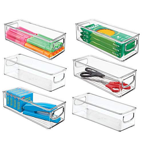 Product Cover mDesign Plastic Stackable Home Office Storage Organizer Container with Handles for Cabinets, Drawers, Desks, Workspace - BPA Free - for Pens, Pencils, Highlighters, Tape - 10