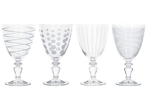 Product Cover Mikasa Cheers Goblet Set/Crystal Wine Glasses with Decorative Etching, 340 ml, Set of 4, Silver