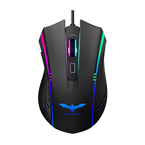 Product Cover Havit Gaming Mouse RGB Wired,6 Adjustable DPI(800-1600-2400-3200-4800-6400) USB Ergonomic Computer Mice with 6 Buttons for Laptop PC Gaming (RGB)