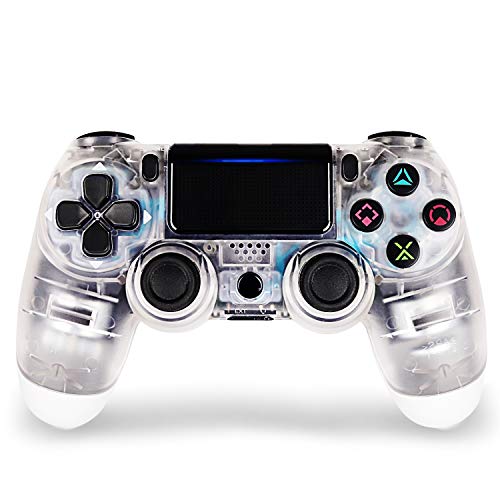 Product Cover Game Controller for PS4,Wireless Controller for Playstation 4 with Dual Vibration Game Joystick (Transparent White)
