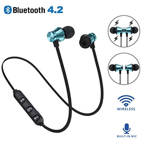 Product Cover Bluetooth Earphone 4.2, Magnetic and in-Ear Design, Waterproof Anti-Sweat, Intelligent Noise Reduction with Build-in Mic Earphone.