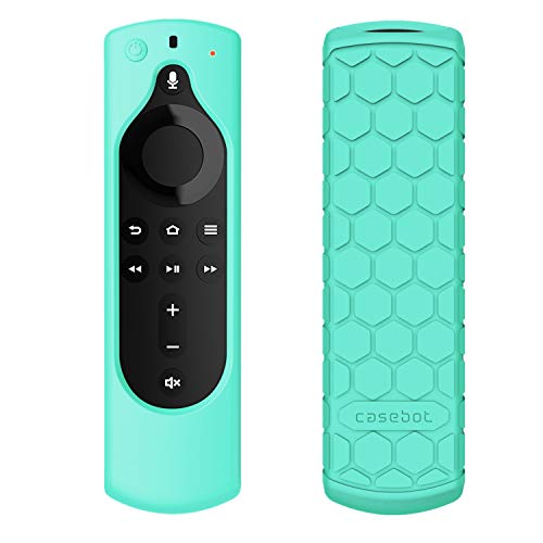 Product Cover CaseBot Remote Case for Fire TV Stick 4K / Fire TV Cube/Fire TV (3rd Gen) Compatible with All-New 2nd Gen Alexa Voice Remote Control - Honey Comb Series [Anti Slip] Silicone Cover, Turquoise