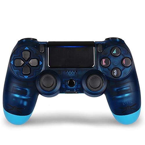 Product Cover Game Controller for PS4,Wireless Controller for Playstation 4 with Dual Vibration Game Joystick (Transparent Blue)