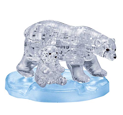 Product Cover BePuzzled Original 3D Crystal Jigsaw Puzzle - Polar Bear and Baby Animal Assembly Brain Teaser, Fun Model Toy Gift Decoration for Adults & Kids Age 12 and Up, 40 Pieces (Level 1)