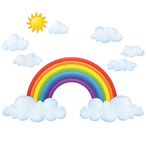 Product Cover DECOWALL DL-1713L Rainbow and Clouds Kids Wall Stickers Wall Decals Peel and Stick Removable Wall Stickers for Kids Nursery Bedroom Living Room (XLarge)