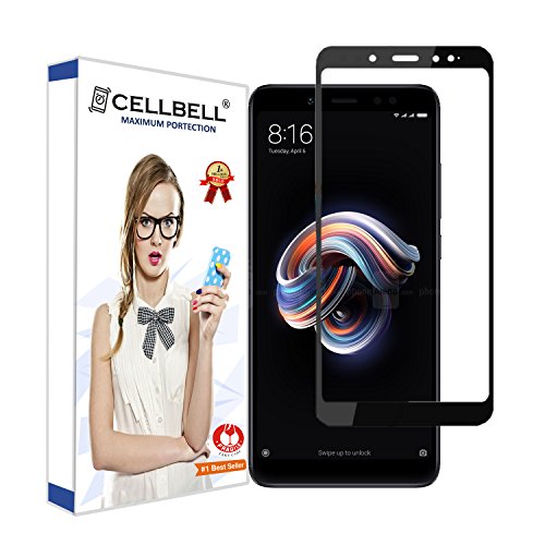 Product Cover CELLBELL® Full Glue Edge to Edge Tempered Glass Screen Protector for Xiaomi Redmi Note 5 Pro(Black) with Installation Kit