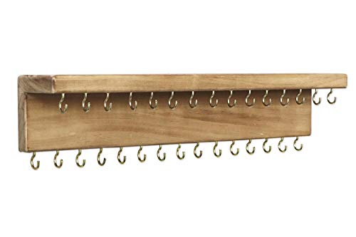 Product Cover SANY DAYO HOME Jewelry Organizer with 30 Hooks and Cosmetics Shelf, 15 x 3 x 4 inches Wall Mounted Rustic Pine Wood Holder for Necklaces and Bracelets, Suitable for Kids and Adults