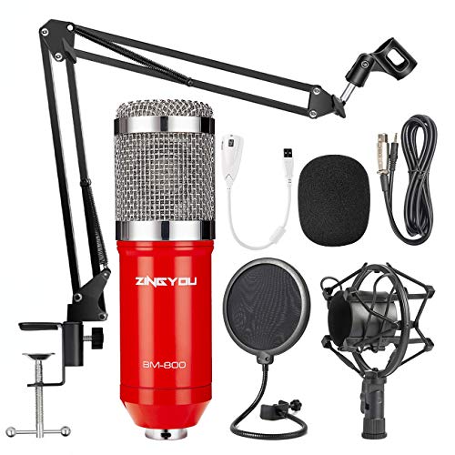 Product Cover ZINGYOU Condenser Microphone Bundle, BM-800 PC Microphone Professional Cardioid Studio Mic Set with Mic Suspension Scissor Arm, Shock Mount and Pop Filter for Studio Recording & Broadcasting (Aurora R