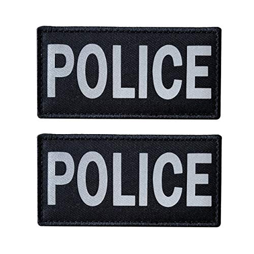 Product Cover SUVIYA 4x2 Inch Reflective Police Patch with Hook and Loop (2 Pack) (White)