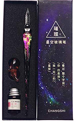 Product Cover Crystal Glass Dip Pen Glass Signature Pen, Elegant Ink Drawing Pens,Best Holiday Gift (Colorful)