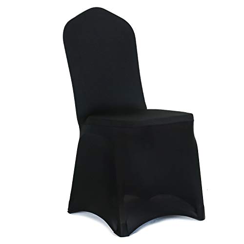 Product Cover Obstal 10 PCS Black Spandex Dining Room Chair Covers for Living Room - Universal Stretch Chair Slipcovers Protector for Wedding, Banquet, and Party