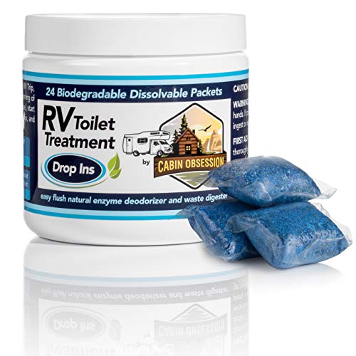 Product Cover RV Toilet Treatment Drop Ins - 24 Easy Flush Self-Dissolving RV Black Tank Treatment Packets - Eliminate Odors and Break Down Waste Within Your RV Holding Tank