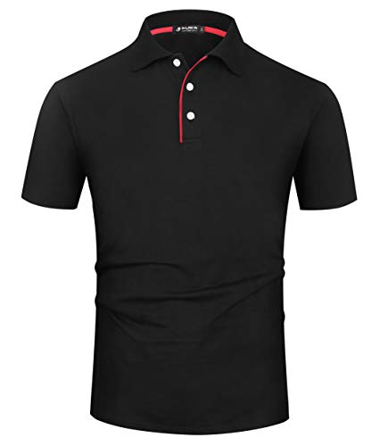Product Cover Musen Men Black Polo Shirts Short Sleeve Cotton Classic Polo T-Shirts Fit Casual T-Shirts 3XL
