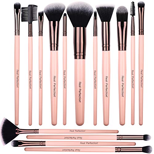 Product Cover Premium Quality 15pcs Makeup Brushes Set, includes eye shadow brush, foundation brush, blush brush, concealer brush, concealer brush and deluxe fan brush, for professional makeup artists