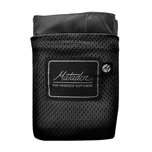 Product Cover Matador Pocket Blanket 2.0 New Version, Picnic, Beach, Hiking, Camping. Water Resistant with Built-in Ground Stakes (Black)
