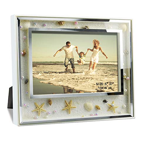 Product Cover Giftgarden 5x7 Picture Frame Elegant Ocean Beach Scene Glass Frames Desktop and Wall Decor for 7x5 Photograph