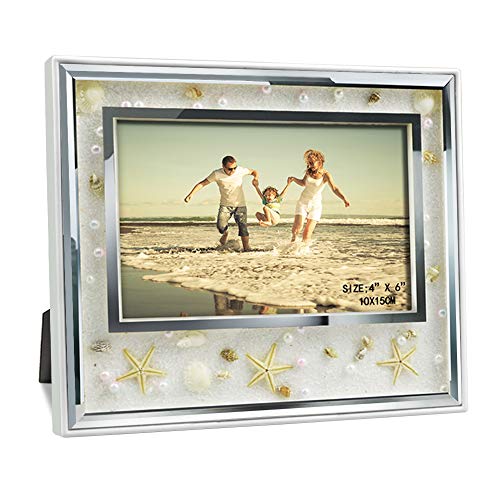 Product Cover Giftgarden 4x6 Picture Frame Ocean Beach Style Glass Frames Indoor Desktop and Wall Decor for 6x4 Photo