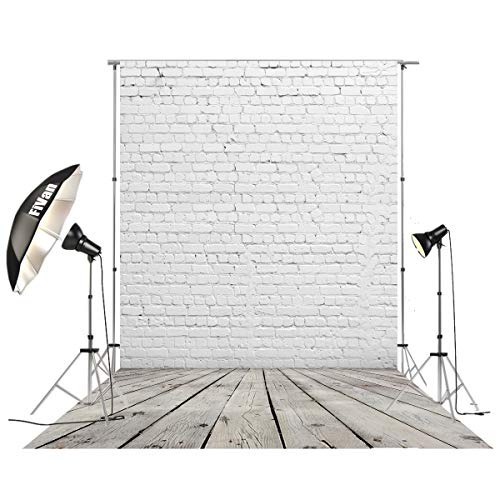 Product Cover HUAYI 5'x10' Vinyl Backdrop for Photo Studio Pictures Home Decoration DIY Food Background Brick and Wood Floor D-2504