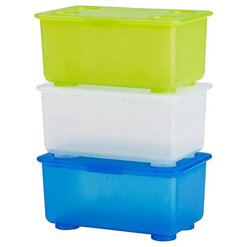 Product Cover Ikea ABS Plastic Box with Lid (17x10 cm/6 ¾x4-inch, White, Light Green, Blue) - Pack of 3