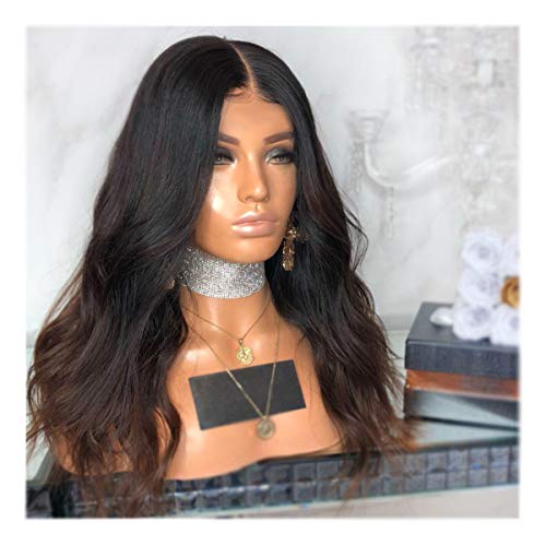 Product Cover Synthetic Wig,Dark Rooted Brown Ombre Middle Part Curly Wave Natural Looking Long Synthetic Hair, Blonde Full Heat Resistant Wig for Women,25in
