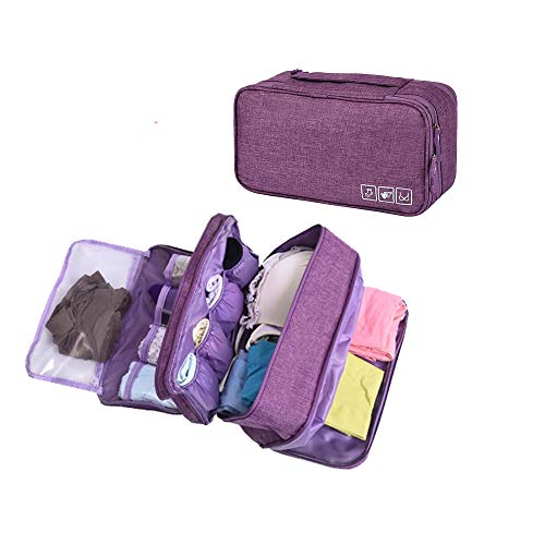 Product Cover Styleys Double Layer Travel Bra Underwear Lingerie Cosmetic Organizer Case Toiletry Bag (Purple - S11011)