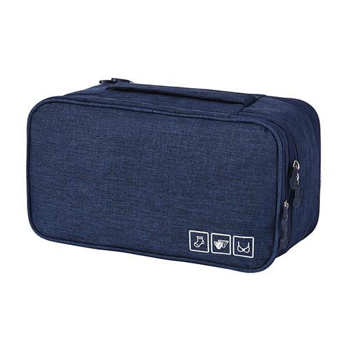 Product Cover Styleys Double Layer Travel Bra Underwear Lingerie Cosmetic Organizer Case Toiletry Bag (Navy Blue - S11011)