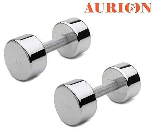 Product Cover Aurion Set of 2 Chrome Dumbbell with Soft Padded Cushion Handles, Pair of 2 Heavy Dumbbells