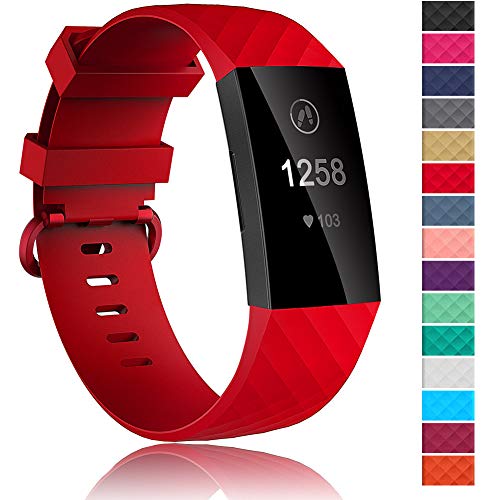 Product Cover Velavior Waterproof Bands for Fitbit Charge 3 / Charge3 SE, Replacement Wristbands for Women Men Small Large (Red, Small)