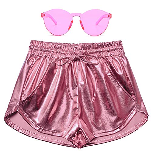 Product Cover Perfashion Metalic Shorts Women Neon Spandex Shorts Shiny Dance Shorts