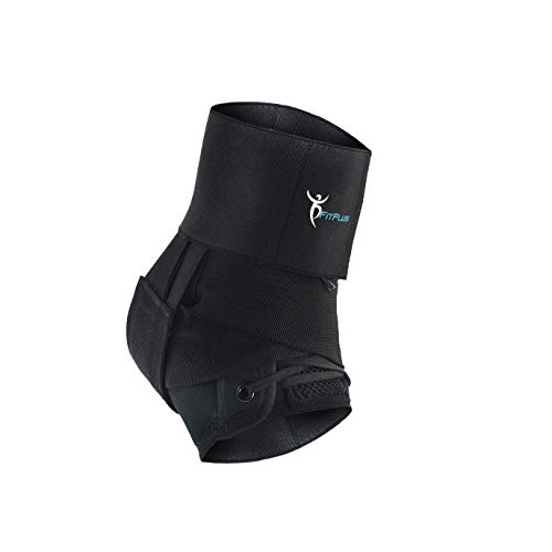 Product Cover Ultra Support brace, So Tough We offer 5 Year Warranty Premium Ankle Brace Support - FitPlus Breathable Lace Up Adjustable Compression Support - FREE Return Shipping - For Sprains, Strains, Arthritis,