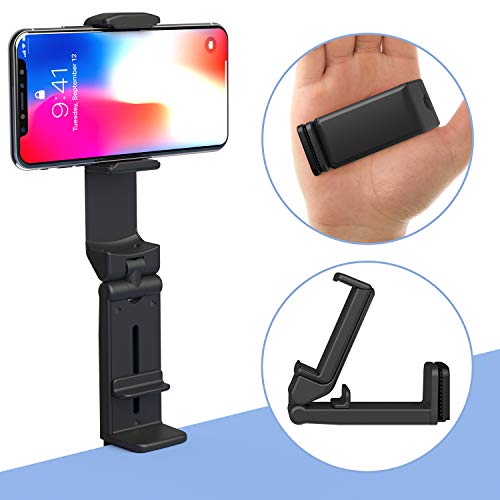 Product Cover Phone Stand MiiKARE Universal Mount Phone Holder 360 Degree Rotating Adjustable Phone Clamp Compatible with iPhone 11 XS Max XS Android Phones Portable Phone Mount for Airplane Trays Desk Bed Cabinet