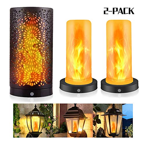Product Cover Yming - LED Flame Effect Magnetic Candle Light 2 Packs - 4 Modes with Upside Down Effect -with Timer Function, Battery Operated Flame Bulbs for Party Wedding Home Decoration (Black)